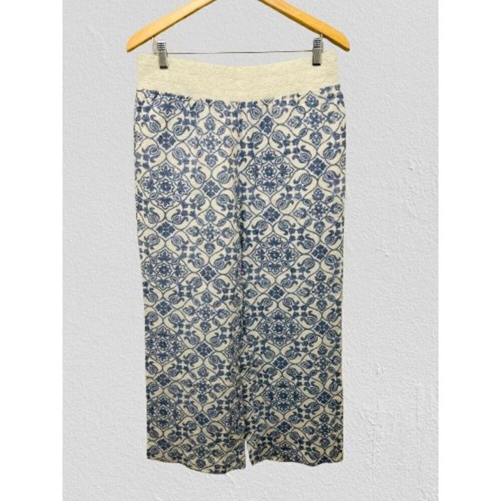 Soft Surroundings Aliso Point Full Length Wide Leg Linen Pants Size Med